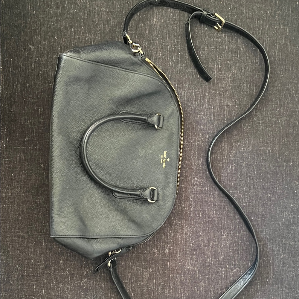 kate spade Black Leather Dome Crossbody Satchel